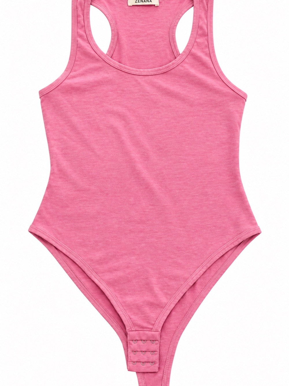 Zenana Outfitters Pink Racerback One-Piece Bodysuit